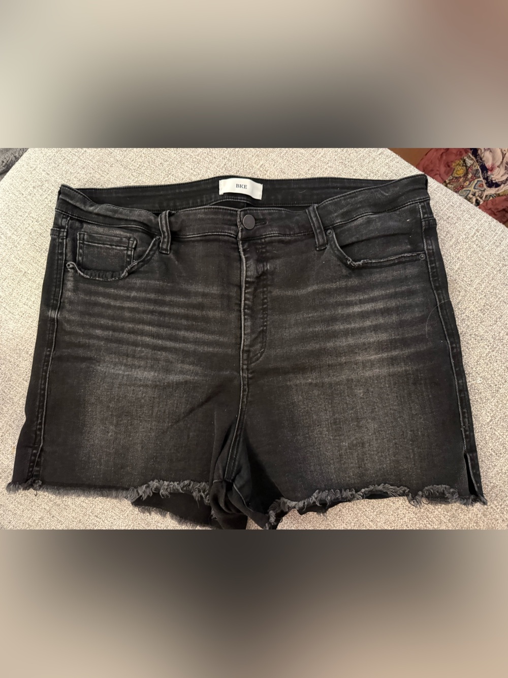 BKE Black Washed Frayed Hem Denim Shorts